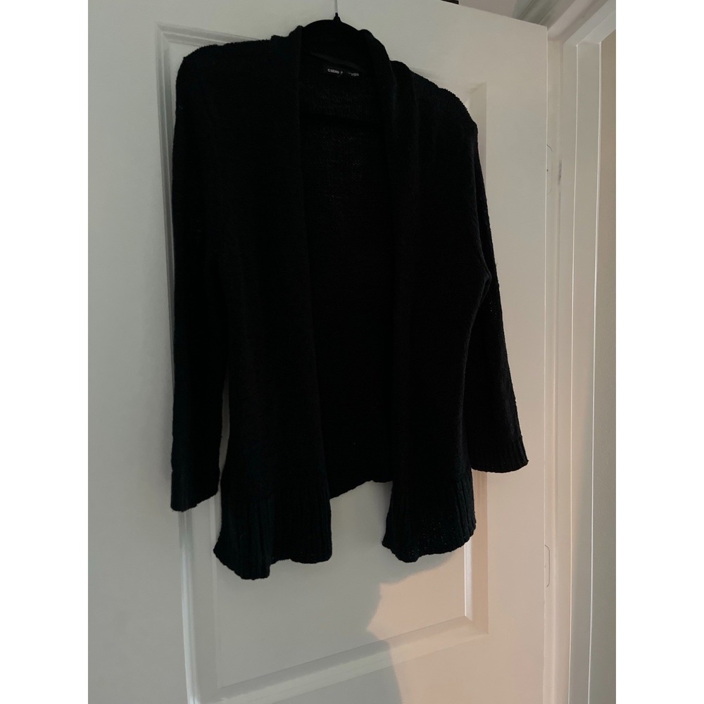 Cable & Gauge Womens S Black Open Front Cardigan Lightweight Knit Sweater - Picture 3 of 4